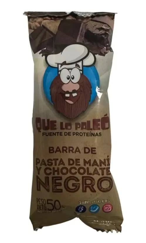 Barra pasta mani y choco negro qlopaleo