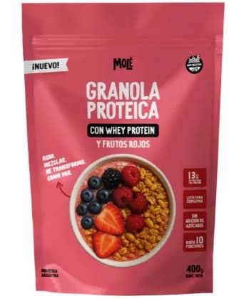 Granola con whey protein/frutos rojos mole