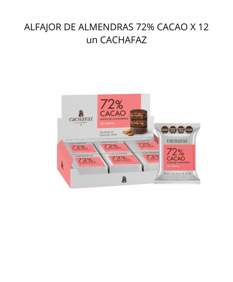 Alfajor de almendras 72% cacao Cachafaz