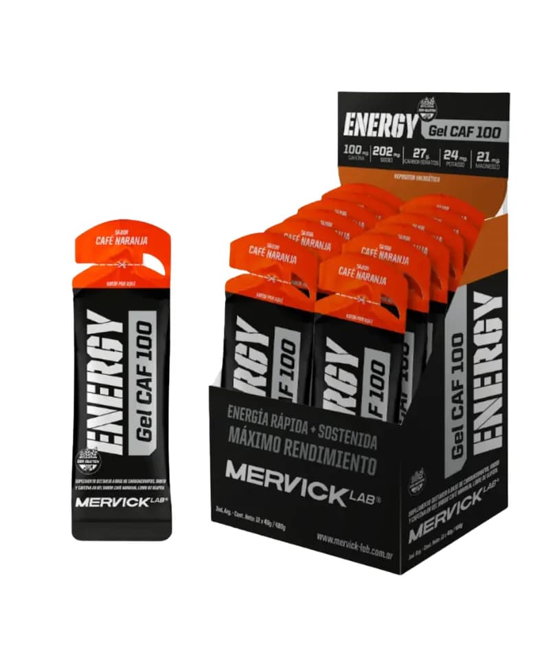 Energy gel caf 100 cafe naranja Mervick Lab