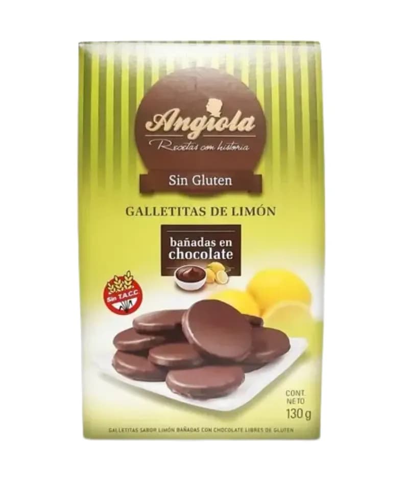 Galletas bañadas sin tacc Angiola sabor chocolate