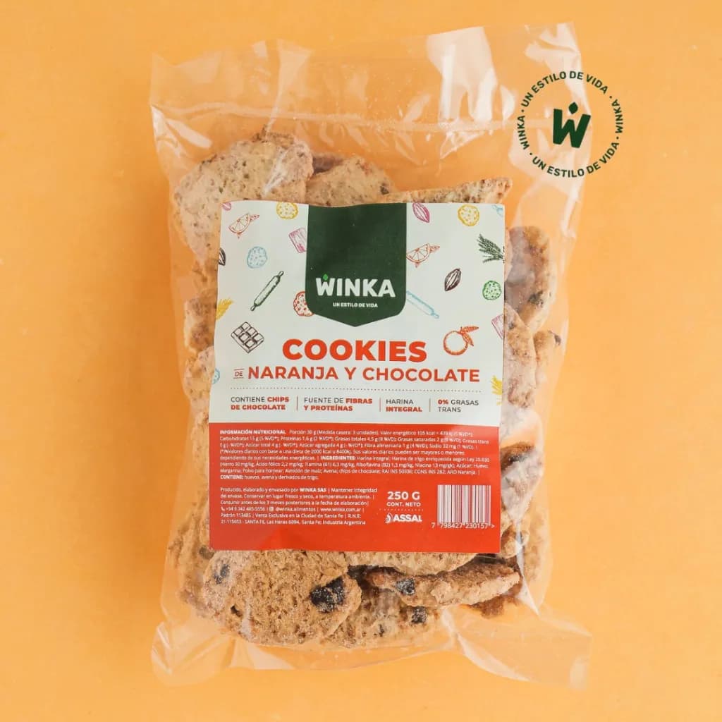Cookies integrales naranja/choco Winka