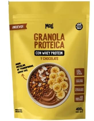 Granola con whey protein/choco mole