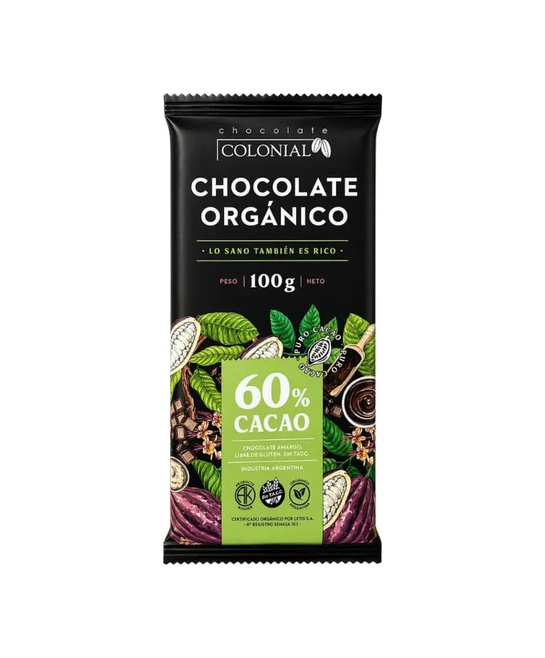 Barra de chocolate organico 60% cacao Colonial