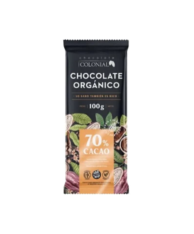Barra de chocolate organico 70% cacao Colonial